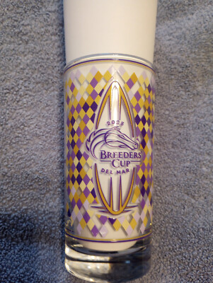 2025 BREEDERS' CUP GLASS * DEL MAR * 2 1/2 INCH BY 5 1/2 INCH * WEIGHTED BOTTOM