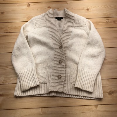 Eddie Bauer White Button Long Sleeve Pockets Cardigan Sweater Women s Size L eBay