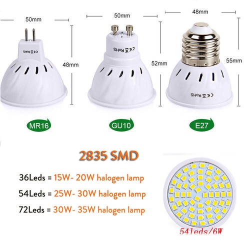 LED Spotlight Bulb GU10 MR16 E27 2835 SMD 220V 240V Replace 35W Halogen Lamp - Picture 4 of 16