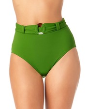 Anne Cole Soft Belted High-Waist Bottoms Green Size S