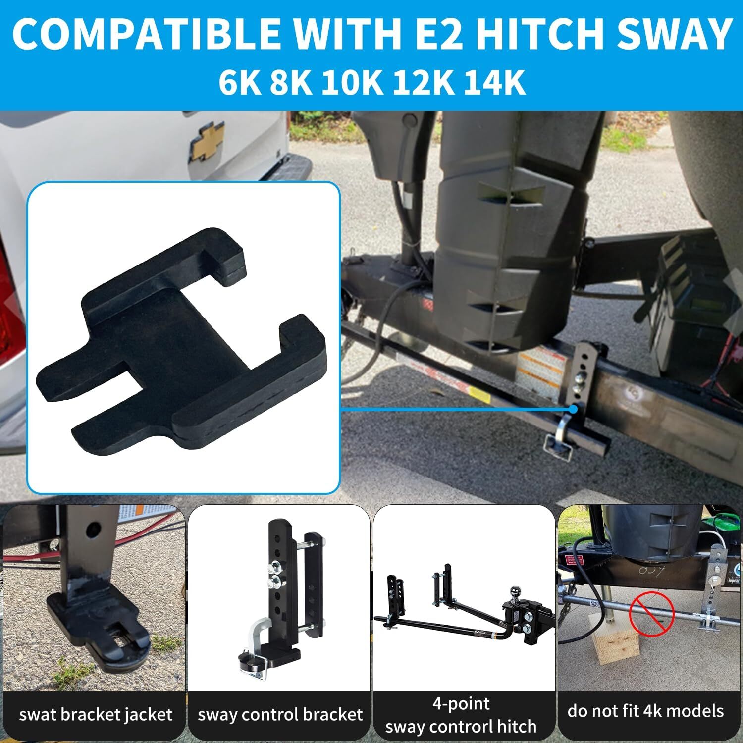 Sway Bracket Jacket, E2 Hitch Parts, Bar Jacket Provide Cushion Black