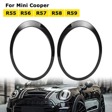 Black Headlight Trims Ring Bezels Cover Pair For Mini Cooper R55 R56 2007-2015