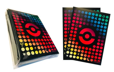 NINTENDO 65 sleeves pokemon Protège cartes officiels illustration logo Types Pokemon