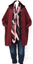 Plus Size La Bass Bordeaux Wool Mix Hooded Oversized Coat/jacket Size 24-28