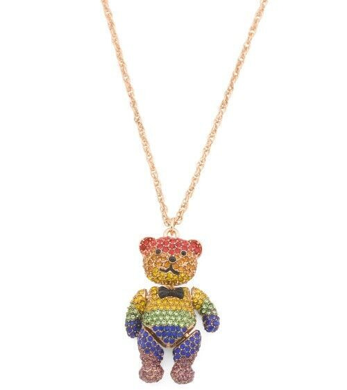 Betsey Johnson Pink Teddy Bear Pendant Necklace, 17
