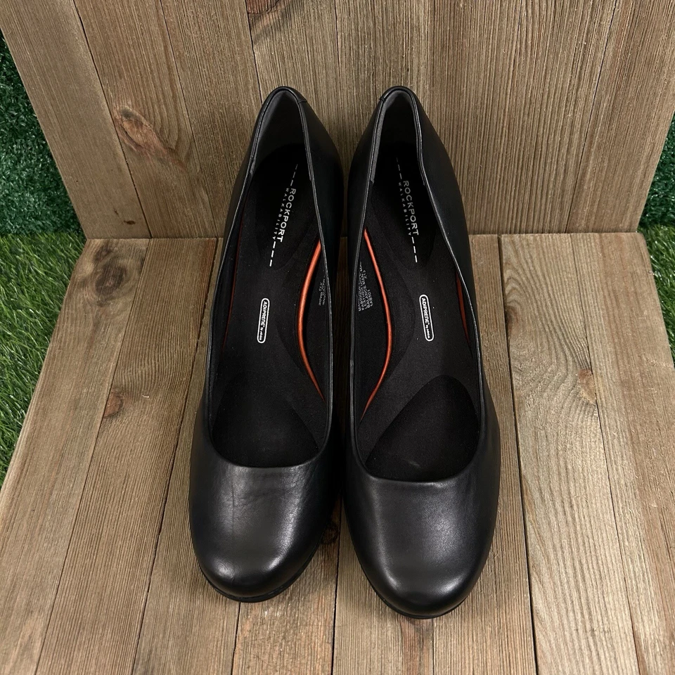 Zapatos de tacón Rockport Total Motion para mujer 10 M negros de cuero cómodos sin cordones Foto 3 de 4