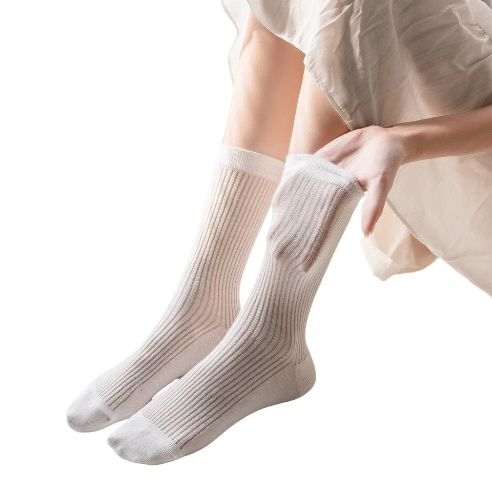 8 Pairs Women Summer Thin Mid Calf Stretch Mesh Socks Sports Breathable Socks - Image 4 of 4