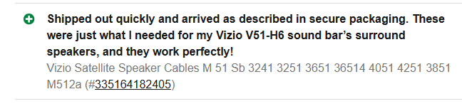 Vizio Satellite Speaker Cables M 51 Sb 3241 3251 3651 36514 4051