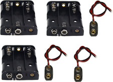 3 Pcs 3 X 1.5V AA Battery Holder Leads with 3 Pcs I Type Snap Connector Plastic