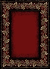Danbury Red, Black, Tan Rug with Pine Cones & Needles Border 2'3"x3'3"