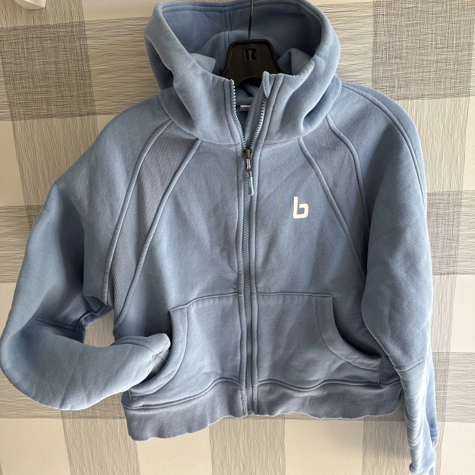 Burn Boot Camp Scuba Cropped Zip Up Hoodie Size Small Blue