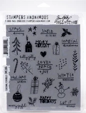 Tim Holtz Cling Stamps 7"X8.5"-Seasonal Scribbles
