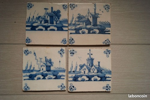 Vieux Carreaux De Ciment à Motifs – Lot De 4 Carreaux Anciens Déco, Charme Rétro