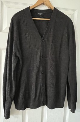 Dockers Mens Cardigan Sweater V Neck Grey Long Sleeve Sz L Vintage Grandpa