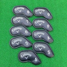 Black Callaway Faux Leather Golf Iron Covers Headcover 9Pcs UK Stock