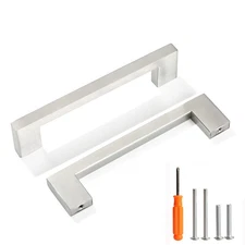 Redunest 5-Pack Brushed Nickel Square Cabinet Pulls 3.75" Stainless Steel