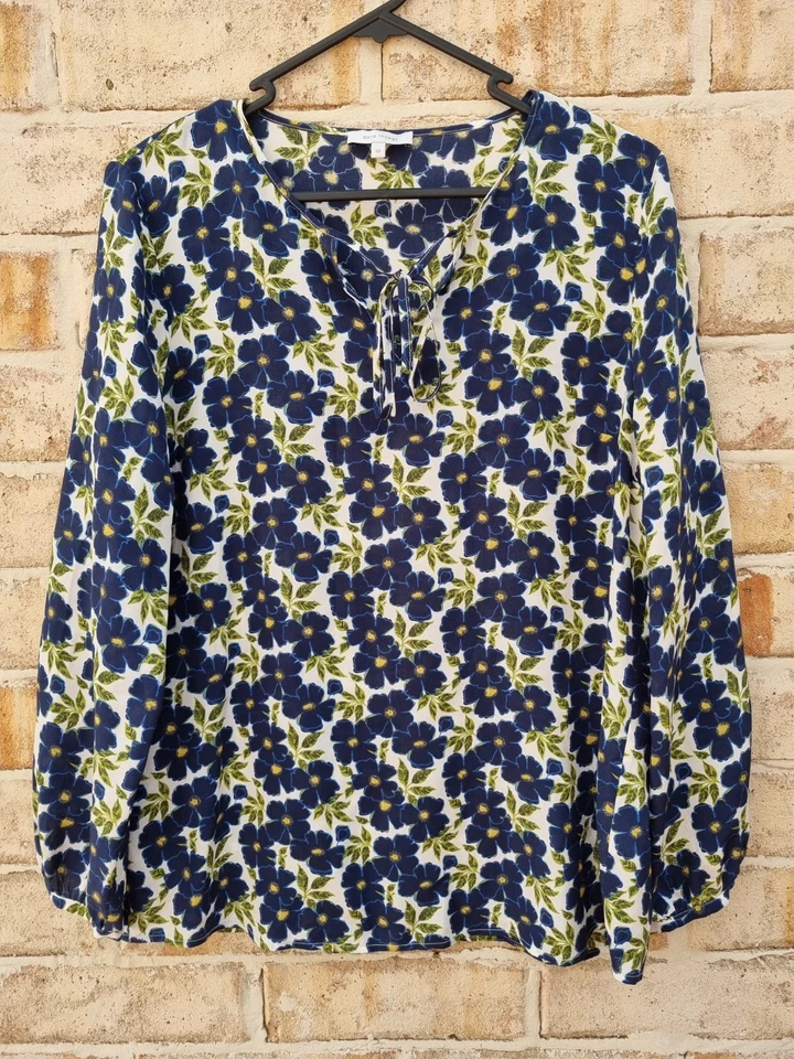 ANNA THOMAS SILK BLOUSE TOP SIZE 10