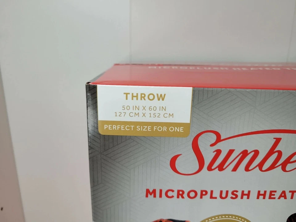 Sunbeam Heated Throw 50 pulgadas X 60 pulgadas rojo negro a cuadros 3 ajustes de calor reversibles  Foto 2 de 4