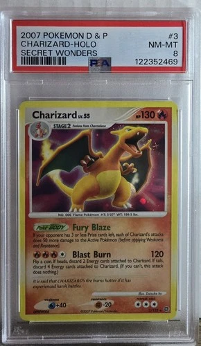 2007 Charizard-Holo Secret Wonders PSA 8 3/132