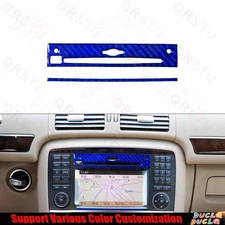 2Pcs Blue Carbon Fiber CD Player Trim Cover For Mercedes R-Class 2009-2012