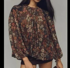 Stunning for Fall- FARM Rio for Anthropologie Floral Sheer Blouse Size: Medium