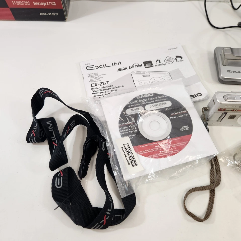 Casio EXILIM EX-Z57 5.0MP Digital Camera 3X Zoom w/ Original Box Manual Charger - Image 3 of 4