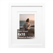 8x10 Picture Frame White, Solid Wood Frame with Acrylic Plexiglass for Pictur...