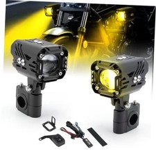 Motorcycle LED Fog Lights 80W Auxiliary Driving Spotlights White Amber Fog