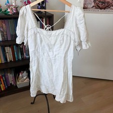 Reformation 100% Linen White Mini Dress Size 12