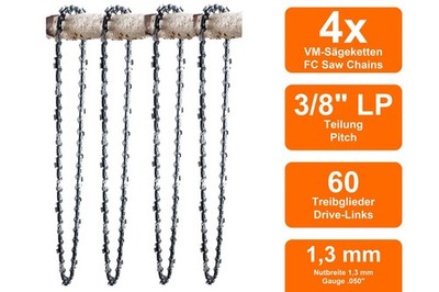 4 Sägeketten VM passend für Herkules MKS42-45 | 45cm 3/8LP 60TG 1,3mm