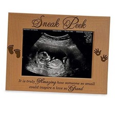 - Sneak Peek Sonogram Frame - Engraved Natural Wood, New Dad Gifts, New Mom