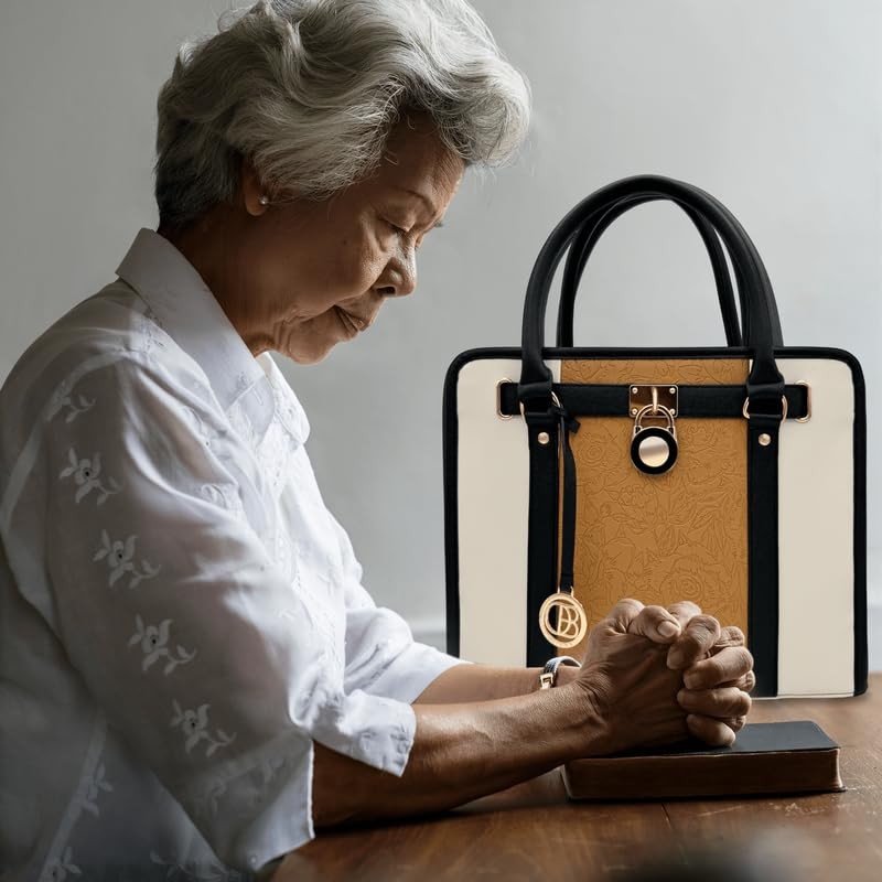  Bible Bags for Women - Leather Bible Carrying Case - Pen Brown 2 Color Press