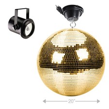 20" Gold Mirror Glass Disco Ball DJ Home Party Club Stage Light Effect w Motor