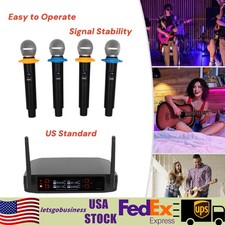 Pro 4 Channel UHF Wireless Audio Microphone Cordless Handheld Mic System Party