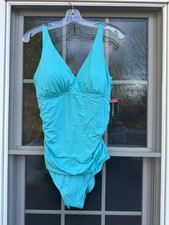 NWT Jantzen Glamour One-Piece Tummy Control Swimsuit in blue Size 16