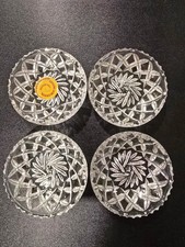 Set of 4- 24% Lead Crystal Cut Glass Salt Cellars / Dips Made in West Germany
