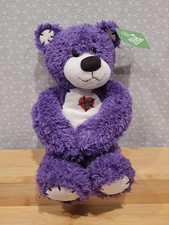 First Main Kelli Loons Tender Teddy Purple Patchwork Heart Bear Plush Toy Tag