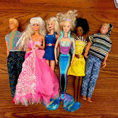 Mattel Barbies 1990 Vintage Lot of 6 Dolls