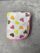 Carters Baby Blanket Heart Brown Orange Green Reversible Pink Sherpa Soft Fleece