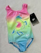 New GK ELITE Gymnastics Leotard UNICORN Rainbow Dream DANCE Pastel TD Toddler