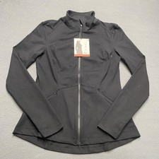 Spyder Active Jacket Womens Medium Black Softshell Full Zip Thumbholes Running
