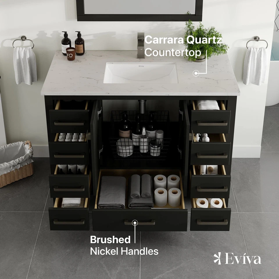 Eviva London 42"W x 18"D Espresso Bathroom Vanity with Espresso 42" - Image 4 of 4