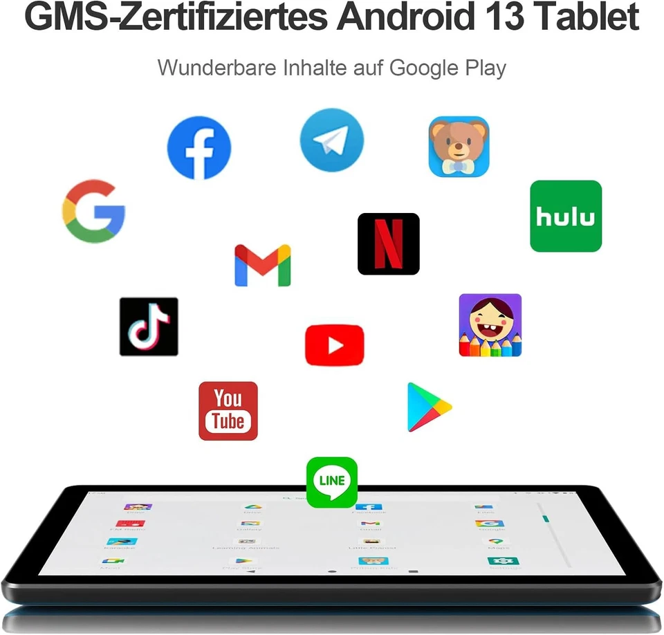 VASOUN Tablet 10 Zoll, Android 13 Tablet, 64GB ROM, Quad Core 1.6 GHz Prozessor - Bild 3 von 4