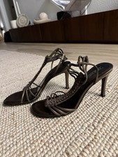 Vintage 90s / Y2K Nine West Metallic Bronze Strappy Heeled Sandals