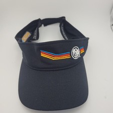 Yupoong Flexfit 110 Hat Visor Strap Back Black Retro Stripe Golf Sport Mens