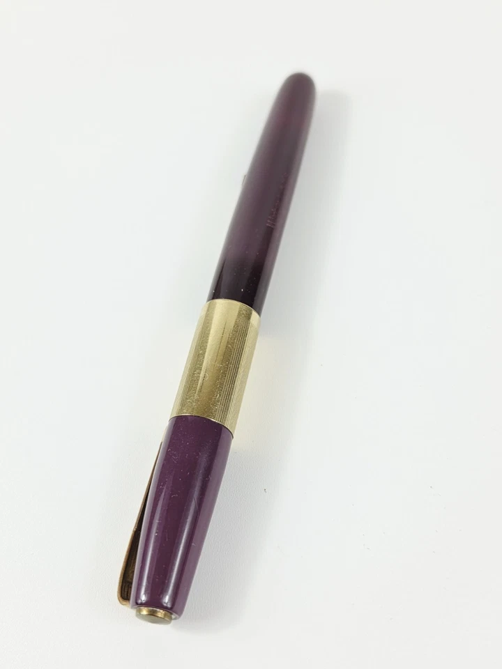 Watermans 877 Burgundy Gold Fountain Pen Plastic Vintage - Image 4 of 4