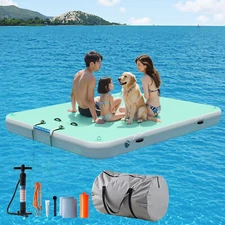 8x6' Portable Inflatable Floating Dock & Bag/Ladder HD Non-Slip Lake River Beach