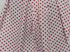 Stars , Poly Cotton Stars Fabric, Sold by The Yard. White/Red Stars