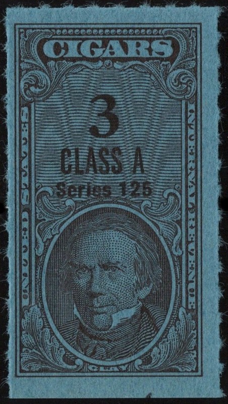 TC2594a Series 125: Class A Cigar Revenue Stamp: 3 Cigars (1955) NGAI/NH
