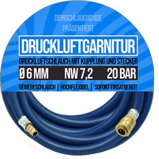 Druckluftgarnitur Pressluft Druckluft Luft Kompressor Schlauch BUNA 6 mm 20bar